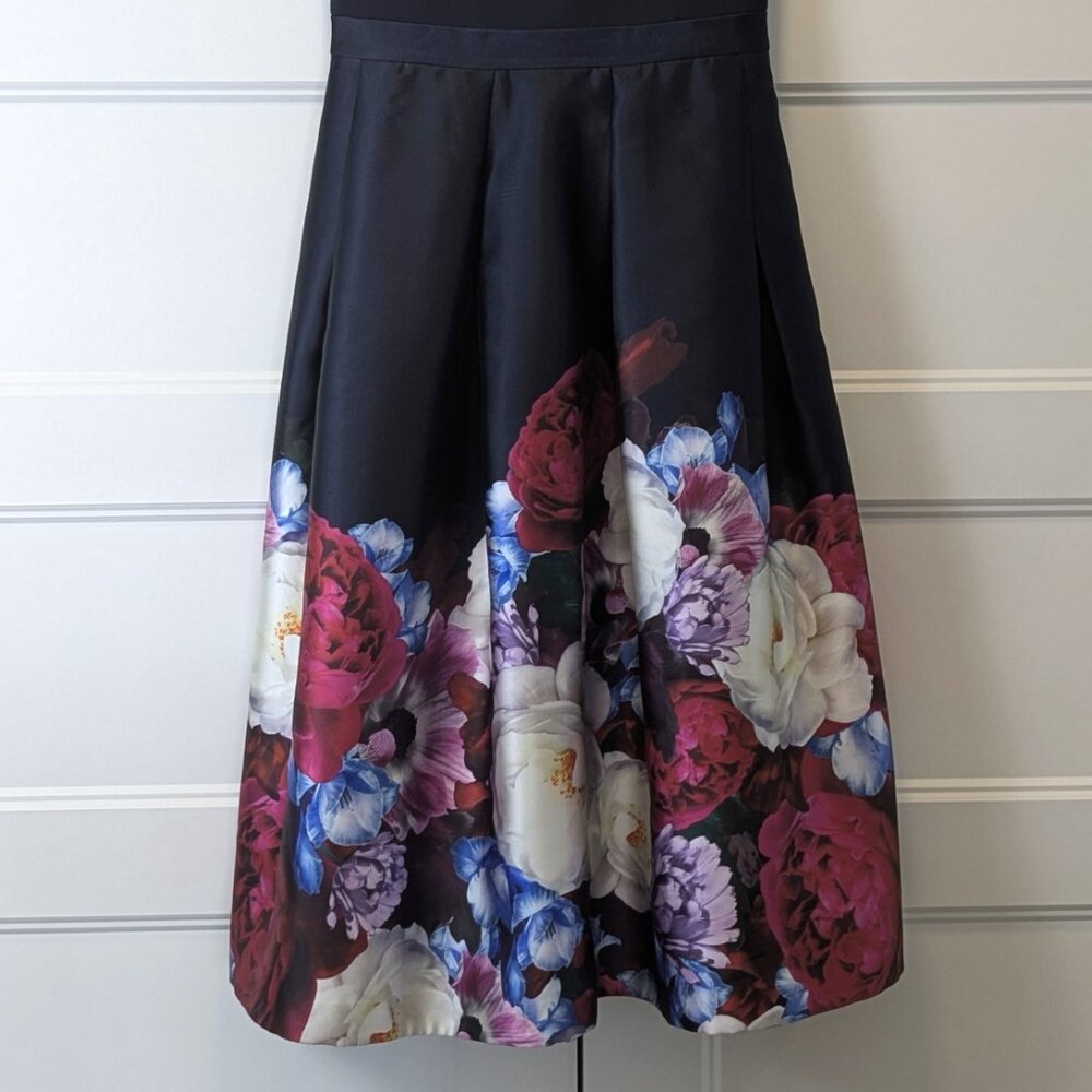 TED BAKER Valkia Blushing Bouquet Fit & Flare Midi Dress Size 3 / US 8 - Picture 4 of 15